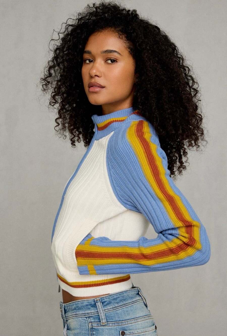 UO Stripe Ribbed Full Zip Sweater Size Small NWT - Picture 3 of 5